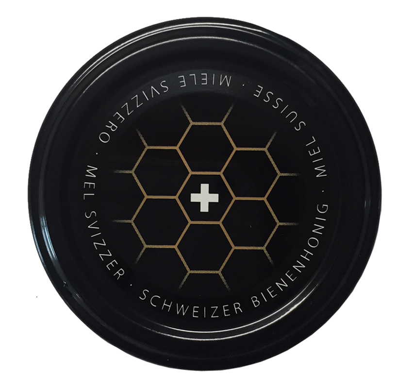 BienenSchweiz Honigglasdeckel Schwarz 63mm