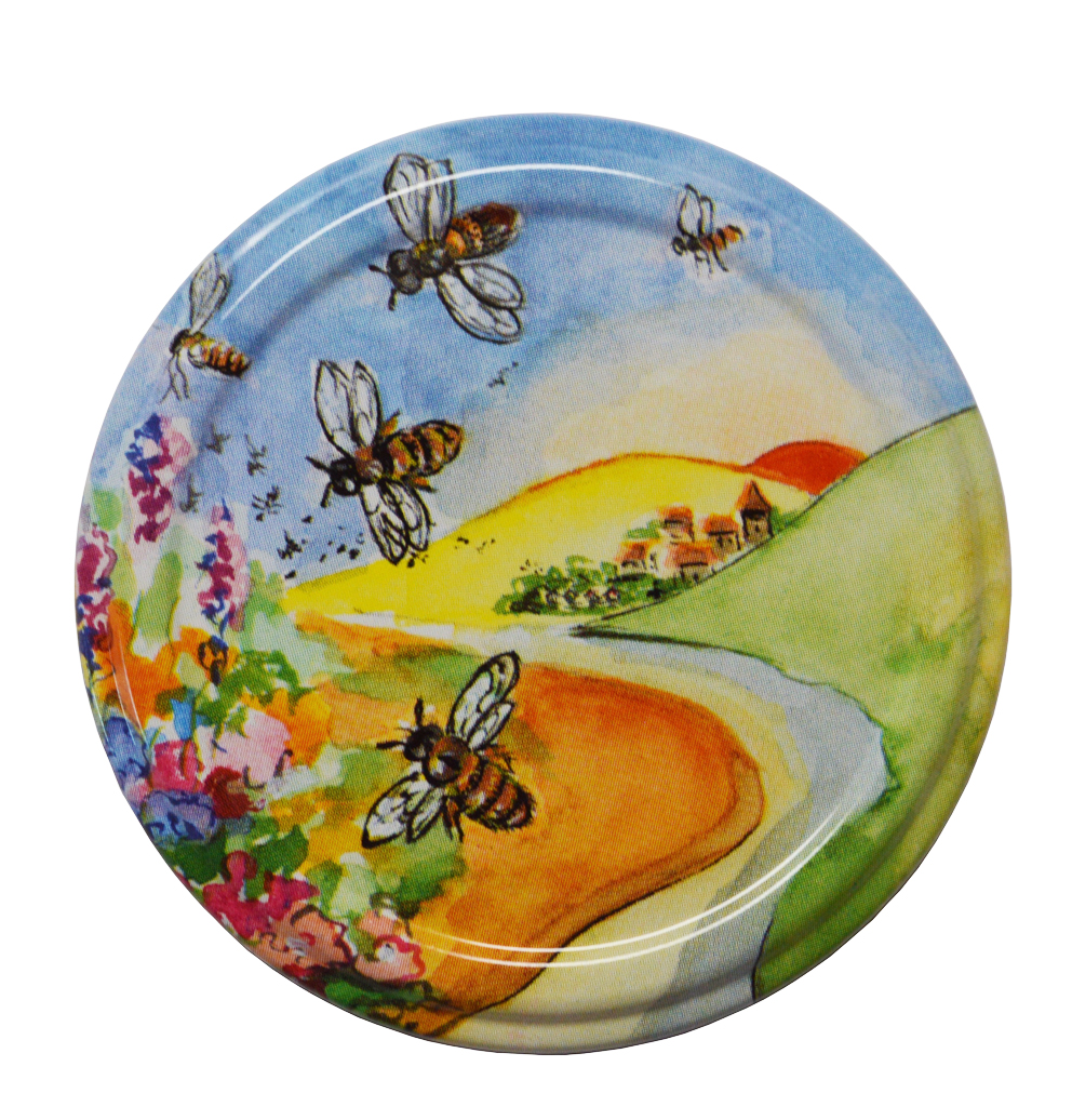 Couvercle pour pot de miel Paysage avec abeilles 63mm