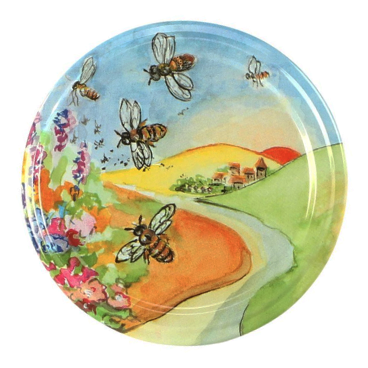 Couvercle pour pot de miel Paysage avec abeilles 82mm