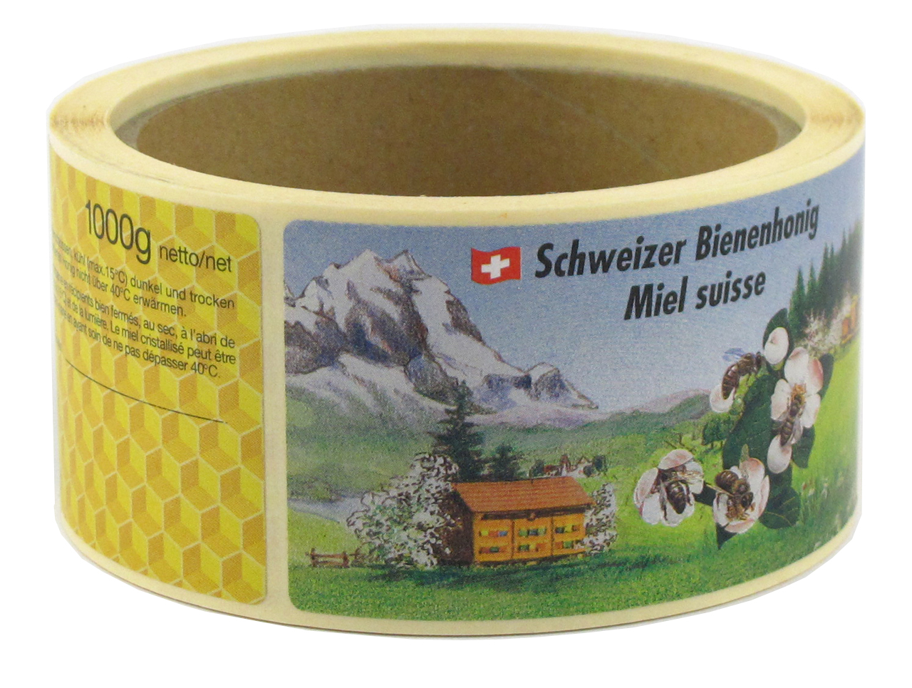 Schweizer Honig Etiketten auf Rollen 1000 g