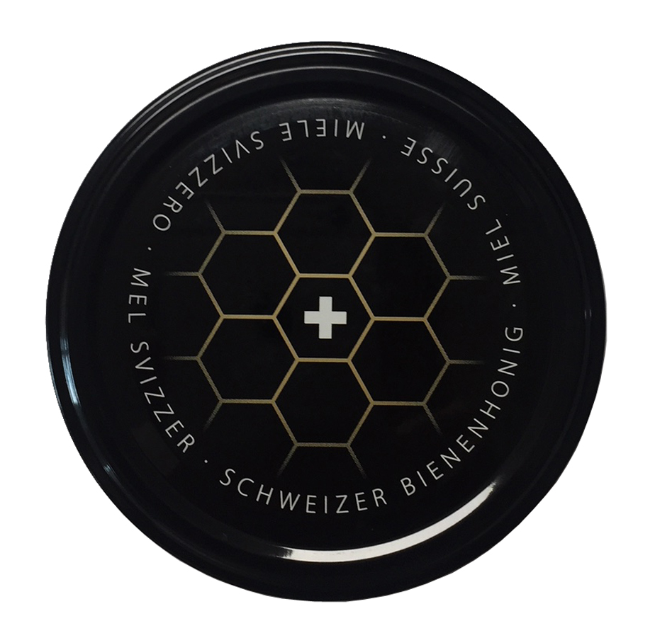 BienenSchweiz Honigglasdeckel Schwarz 82mm