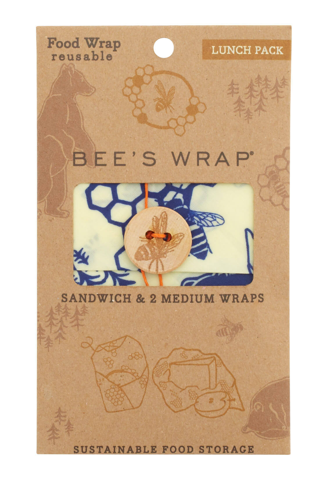 Lingette en cire d'abeille Lunch Pack "Bees & Bears"