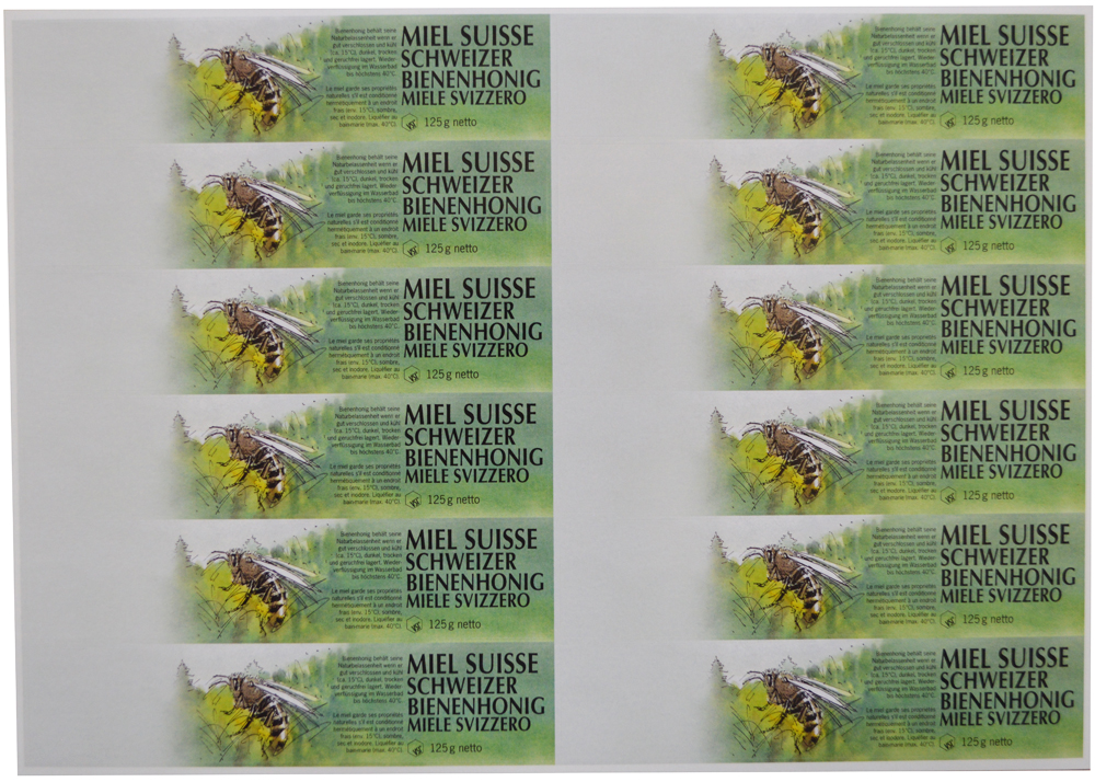 A4 VSI Feuille d'étiquettes de miel vert 125g