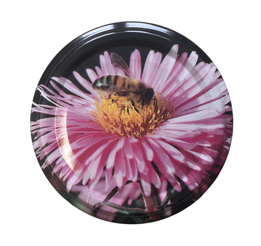 Couvercle pour pot de miel fleur avec abeille 63mm