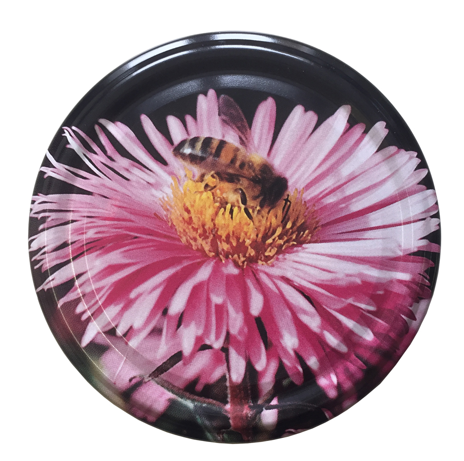 Couvercle pour pot de miel fleur avec abeille 82mm