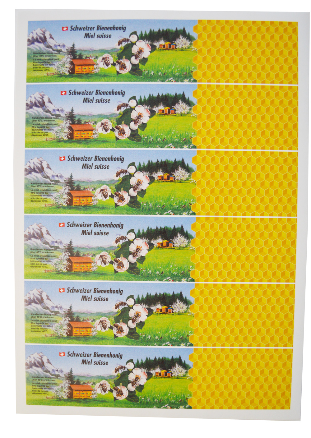 A4 Etikette "Schweizer Bienenhonig"