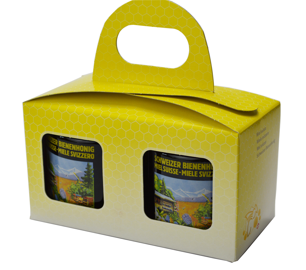 Paquet cadeau jaune/abeille 2 x 250 g