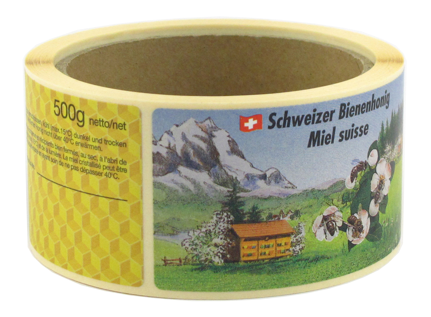 Étiquettes de miel suisse en rouleaux 500 g