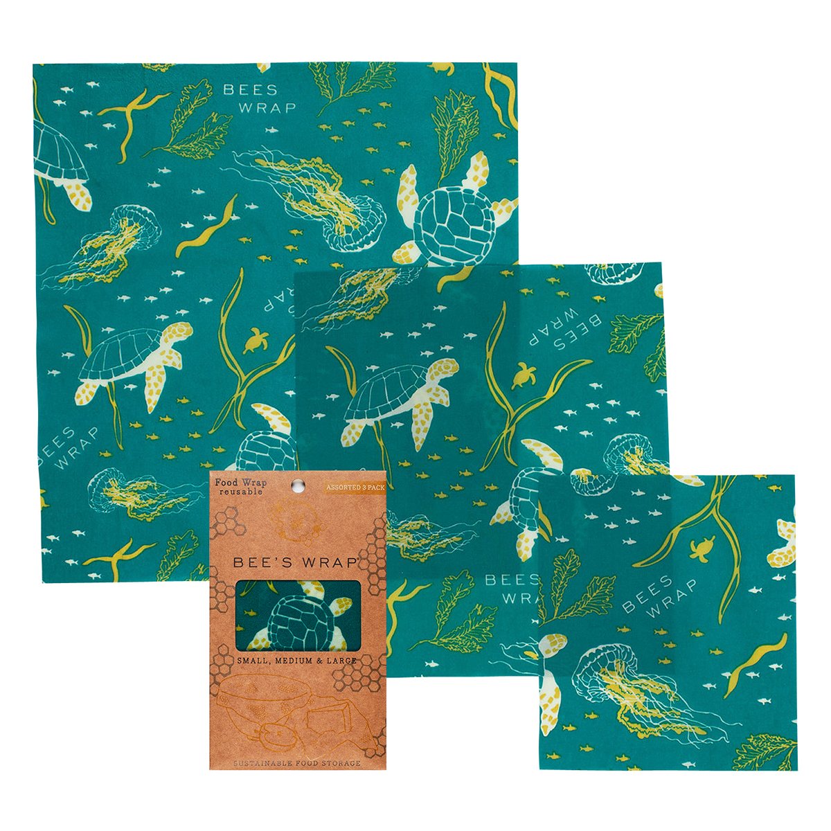 Bienenwachstuch "Ocean Print" Set 3 Grössen (S, M, L)